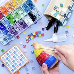 50pcs Glass Mosaic Tiles Colorful Square Mosaic Pieces for Mosaic Projects DIY Crafts Mosaic Handmade Christmas Decoration