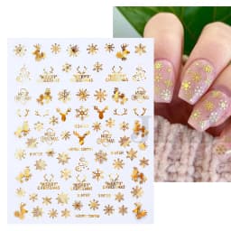 Sliver Bronzing 3D Christmas Nail Art Decoration Sticker Sparkly White Colorful Glitter Geometry Snowflake Winter Slider Foil