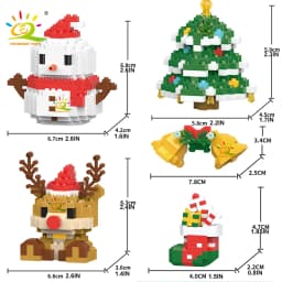 HUIQIBAO Children Mini Christmas Tree Santa Claus Snowman Model Micro Bricks Building Block DIY Elk Bricks Toys for Adult Gift
