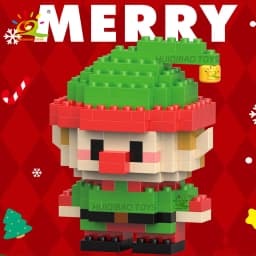 HUIQIBAO Children Mini Christmas Tree Santa Claus Snowman Model Micro Bricks Building Block DIY Elk Bricks Toys for Adult Gift