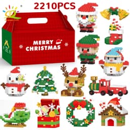HUIQIBAO Children Mini Christmas Tree Santa Claus Snowman Model Micro Bricks Building Block DIY Elk Bricks Toys for Adult Gift