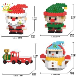 HUIQIBAO Children Mini Christmas Tree Santa Claus Snowman Model Micro Bricks Building Block DIY Elk Bricks Toys for Adult Gift
