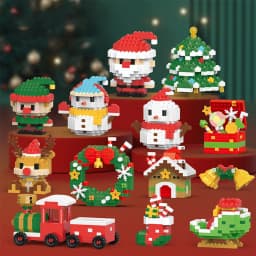 HUIQIBAO Children Mini Christmas Tree Santa Claus Snowman Model Micro Bricks Building Block DIY Elk Bricks Toys for Adult Gift