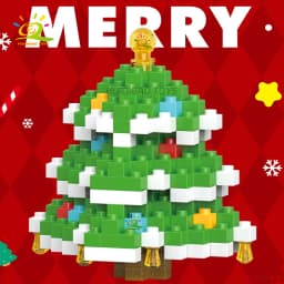 HUIQIBAO Children Mini Christmas Tree Santa Claus Snowman Model Micro Bricks Building Block DIY Elk Bricks Toys for Adult Gift