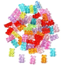 50pcs Colorful Transparent Cute Gummy Bear Acrylic Beads for Jewelry Making DIY Necklace Bracelet Earrings Christmas Gift