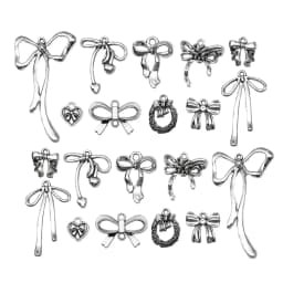 Mix 20 Pieces/Ancient Silver Bow Series Fashion Jewelry Making DIY Craft Back to School Halloween Christmas Fashion Accessories