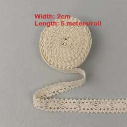 5M Cotton Lace Trim Sewing Crochet Lace Ribbon Beige Trim Lace Ribbon DIY Wedding Party Christmas Gift Decor Sewing Craft Supply