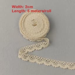 5M Cotton Lace Trim Sewing Crochet Lace Ribbon Beige Trim Lace Ribbon DIY Wedding Party Christmas Gift Decor Sewing Craft Supply