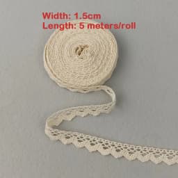 5M Cotton Lace Trim Sewing Crochet Lace Ribbon Beige Trim Lace Ribbon DIY Wedding Party Christmas Gift Decor Sewing Craft Supply