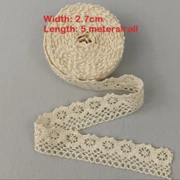 5M Cotton Lace Trim Sewing Crochet Lace Ribbon Beige Trim Lace Ribbon DIY Wedding Party Christmas Gift Decor Sewing Craft Supply