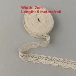 5M Cotton Lace Trim Sewing Crochet Lace Ribbon Beige Trim Lace Ribbon DIY Wedding Party Christmas Gift Decor Sewing Craft Supply