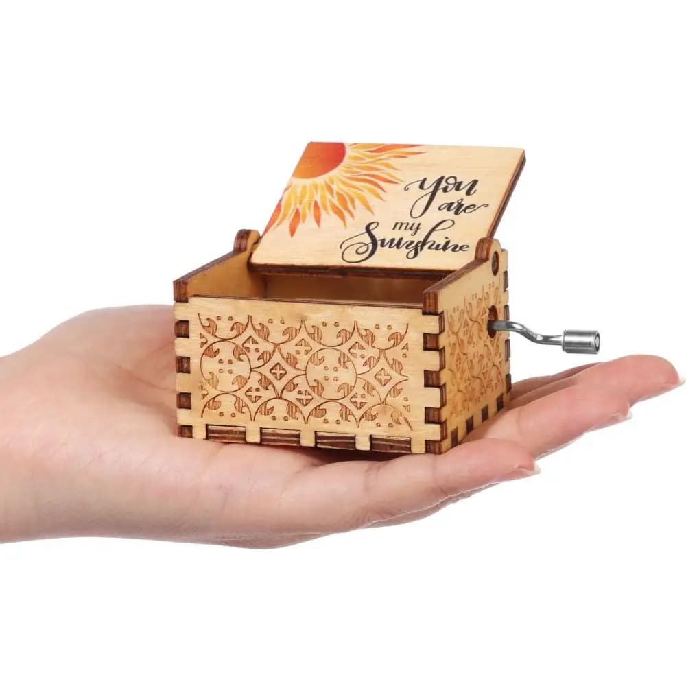 You Are My Sunshine Engraved Hand-Cranked Wooden Musical Box Suitable Gifts for Birthday Christmas Valentine's Day Thanksgiving