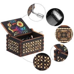 You Are My Sunshine Engraved Hand-Cranked Wooden Musical Box Suitable Gifts for Birthday Christmas Valentine's Day Thanksgiving