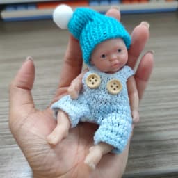 Reborn Baby Dolls Sleeping Silicone Full Body Boy 4.5inch Miniature Babies with Blue clothes Accessories for Christmas Gift Kids