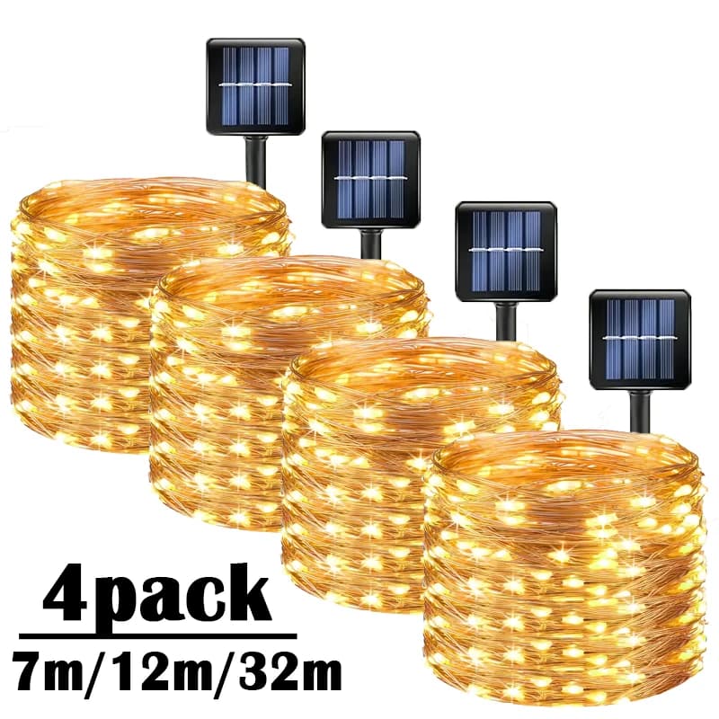 Solar Led Light Outdoor Christmas Lights 8Modes Copper Wire Fairy Garland Lamps Waterproof Garde Tree Decor