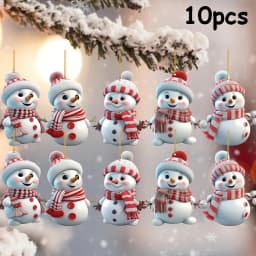 10pcs/5pcs Christmas Car Rearview Mirror Ornaments - Snowman Acrylic Hanging Decorations for Tree, Christmas Decorations