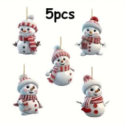 10pcs/5pcs Christmas Car Rearview Mirror Ornaments - Snowman Acrylic Hanging Decorations for Tree, Christmas Decorations