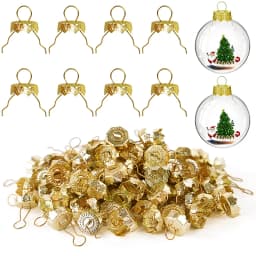 50/100pcs Round Christmas Ball Ornament Caps Gold Silver Removable Metal Hangers Cap Merry Xmas Decor For Home New Year Navidad