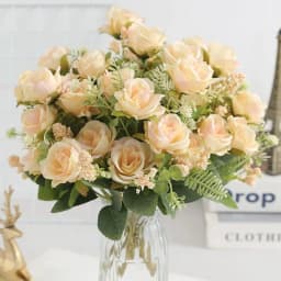 5Heads Artificial Rose Flower Bouquet For Living Home Room Decoration Christmas Garden Party Wedding Decor Outdoor Bride Bouquet
