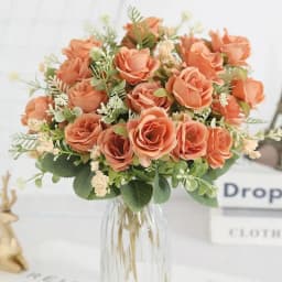 5Heads Artificial Rose Flower Bouquet For Living Home Room Decoration Christmas Garden Party Wedding Decor Outdoor Bride Bouquet