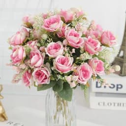 5Heads Artificial Rose Flower Bouquet For Living Home Room Decoration Christmas Garden Party Wedding Decor Outdoor Bride Bouquet