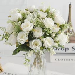 5Heads Artificial Rose Flower Bouquet For Living Home Room Decoration Christmas Garden Party Wedding Decor Outdoor Bride Bouquet