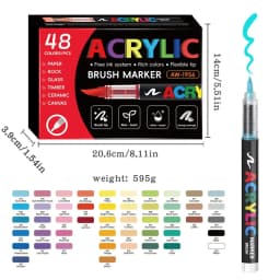 12-288 Colors Acrylic Paint Pen Marker Brush Tip Paint Marker For Rock Painting Wood Canvas Stone Christmas Gift DIY Craft