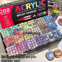 12-288 Colors Acrylic Paint Pen Marker Brush Tip Paint Marker For Rock Painting Wood Canvas Stone Christmas Gift DIY Craft