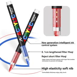 12-288 Colors Acrylic Paint Pen Marker Brush Tip Paint Marker For Rock Painting Wood Canvas Stone Christmas Gift DIY Craft