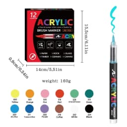 12-288 Colors Acrylic Paint Pen Marker Brush Tip Paint Marker For Rock Painting Wood Canvas Stone Christmas Gift DIY Craft
