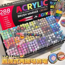 12-288 Colors Acrylic Paint Pen Marker Brush Tip Paint Marker For Rock Painting Wood Canvas Stone Christmas Gift DIY Craft