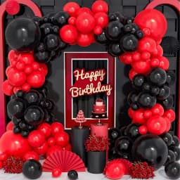 74pcs Black Red Latex Balloon Arch Kit, Birthday Party, Wedding, Bachelor Party, Christmas, Bridal Shower