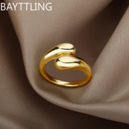 925 Sterling Silver 18K Gold Simple Open Teardrop Ring For Women Fashion Wedding Party Christmas Jewelry Gift