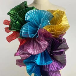 1Yard Multicolor Metal Wave Solid Pleated Ruffle Lace Fabric DIY Christmas Dance Clothing Festival Decoration Sewing Applique