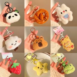 Cartoon Plush Doll Keychain Bag Charms Capybara Star Bear Rabbit Frog Panda Strawberry Bear Goose Doll Keychains Christmas Gifts