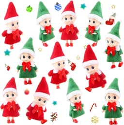 1PC Christmas Elf Doll with Bow Suspenders Elves Holiday Party Tabletop Knickknacks Decorative Props Christmas Decoration