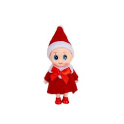 1PC Christmas Elf Doll with Bow Suspenders Elves Holiday Party Tabletop Knickknacks Decorative Props Christmas Decoration
