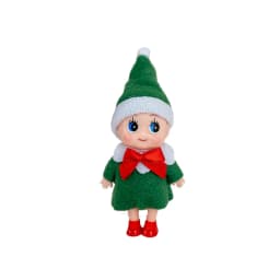 1PC Christmas Elf Doll with Bow Suspenders Elves Holiday Party Tabletop Knickknacks Decorative Props Christmas Decoration
