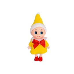 1PC Christmas Elf Doll with Bow Suspenders Elves Holiday Party Tabletop Knickknacks Decorative Props Christmas Decoration