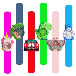 Cartoon Children Watches Baby Study Look The Time Toy Bracelet Kids Slap Watch for Boys Girls Birthday and Christmas Gift Clock