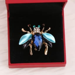 Fashion Corsage Blue Rhinestone Cute Little Bee Pin Unisex Party Holiday Christmas Gift Brooch