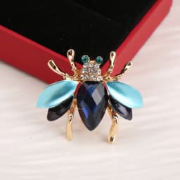 Fashion Corsage Blue Rhinestone Cute Little Bee Pin Unisex Party Holiday Christmas Gift Brooch