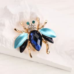 Fashion Corsage Blue Rhinestone Cute Little Bee Pin Unisex Party Holiday Christmas Gift Brooch