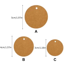 100Pcs Round Tags 3/4/5cm Circle Kraft Paper Blank Gift Tags Price Tags with Hole Hang Tag for Craft Birthday Wedding Christmas