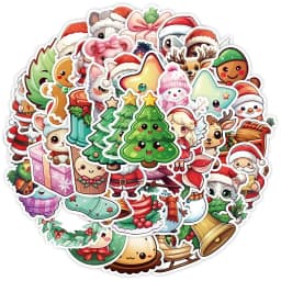 50Pcs Retro Christmas Graffiti Stickers Party Decoration Guitar Notebook Luggage DIY Waterproof