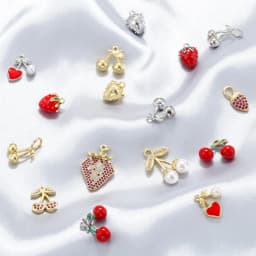 2Pcs/lot,Fashion Brass 18K Gold Plated Christmas Charm Cherry Strawberry Sweet Cute Jewellery for DIY Bracelet Necklace:VD1634