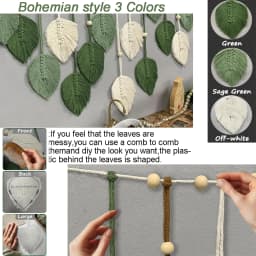120x75cm Bohemian Wall Hanging Leaves Tassels Tapestry Panel Macrame Green Leaf Chic Home Decor Ornaments Bedroom Christmas Gift