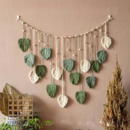 120x75cm Bohemian Wall Hanging Leaves Tassels Tapestry Panel Macrame Green Leaf Chic Home Decor Ornaments Bedroom Christmas Gift