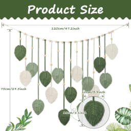 120x75cm Bohemian Wall Hanging Leaves Tassels Tapestry Panel Macrame Green Leaf Chic Home Decor Ornaments Bedroom Christmas Gift