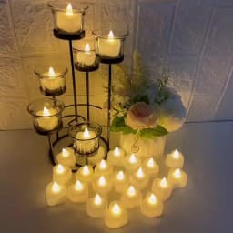 24Pcs Flameless Led Candle For Home Christmas Party Wedding Decoration Heart-shaped Electronic Battery-Power Tealight Candles